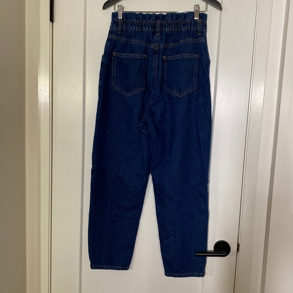 Zara High Rise Paper Bag Slouchy Loose Jeans Blue - Picture 6 of 9
